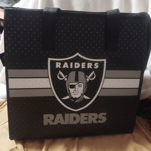 New NFL Raiders Insulated Zipper Cooler Tote Bag In Black